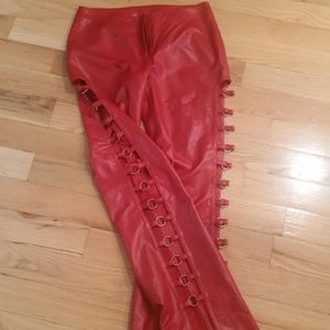 Wilson's Red Leather Pants - Snake Print